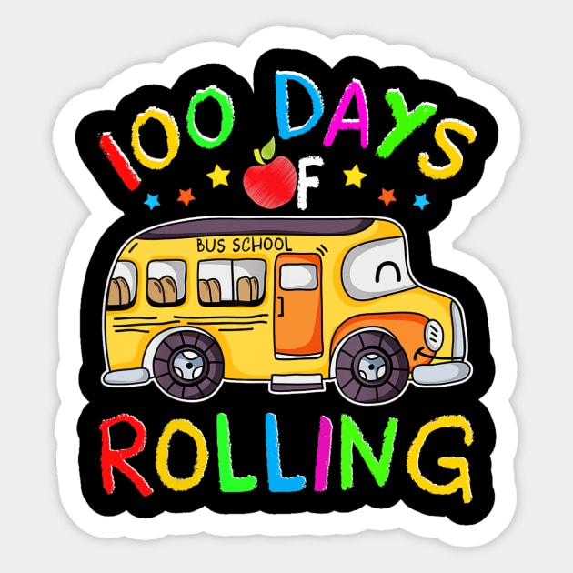 100 Days Of Rolling School Bus 100 Days Of School Gifts Sticker by Manonee